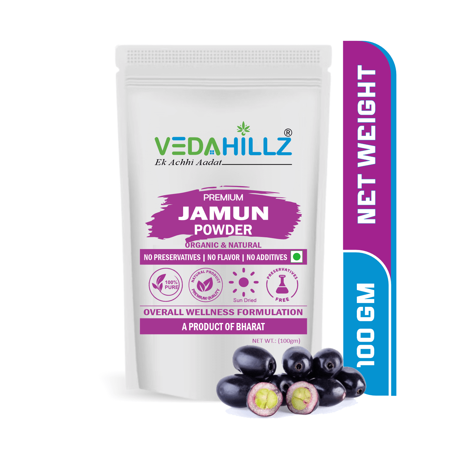 Vedahillz Herbal Jamun Powder Made from Carefully Selected Jamun Fruit